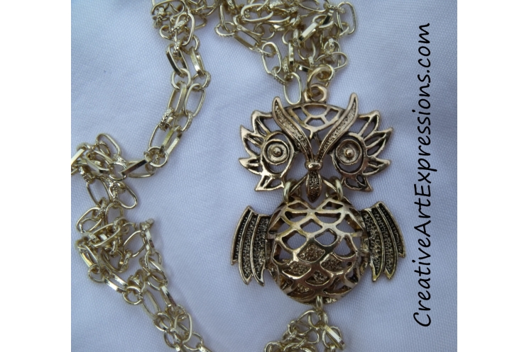 Creative Art Expressions Handmade Gold Owl Necklace