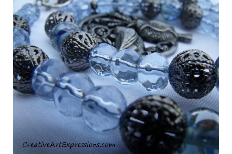 Creative Art Expressions Handmade Blue Bird Necklace