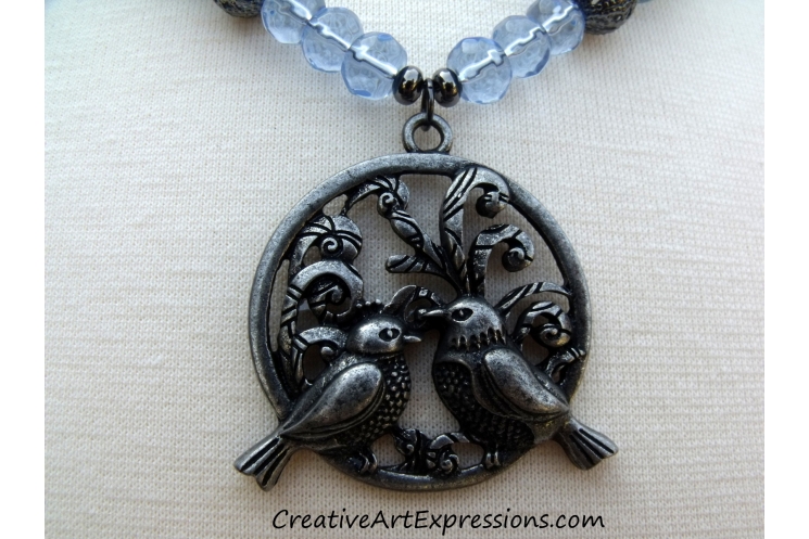 Handmade Blue Bird Necklace
