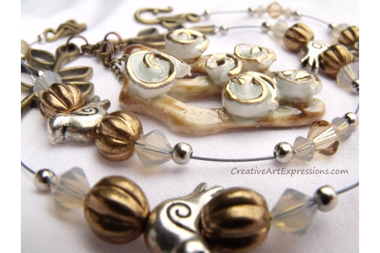 Creative Art Expressions Handmade Spring Bird Necklace & Earring Set
