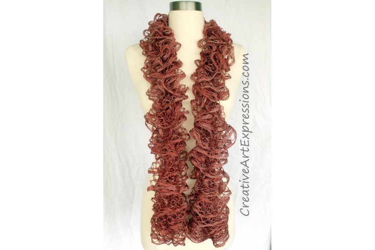 Creative Art Expressions Hand Knitted Cinnamon Ruffle Scarf