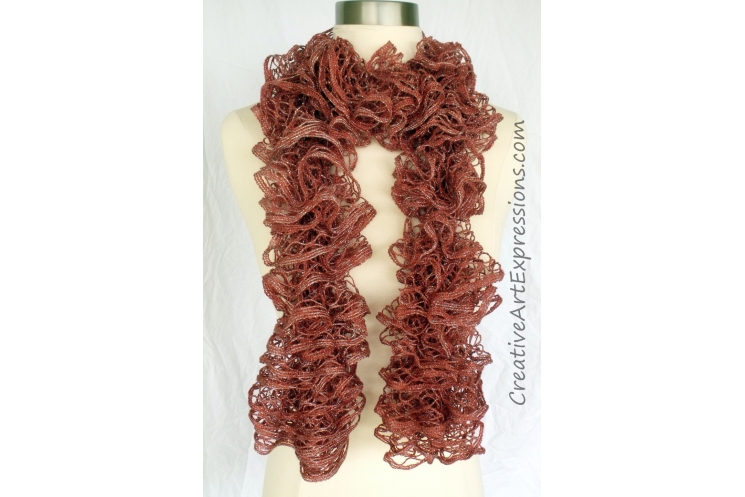Creative Art Expressions Hand Knitted Cinnamon Ruffle Scarf