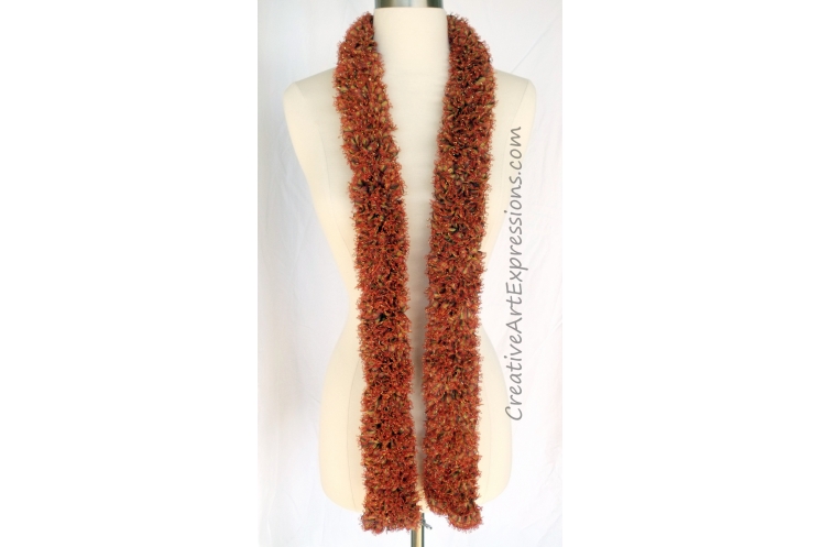 Creative Art Expressions Hand Knitted Autumn Sassy Ruffle Scarf