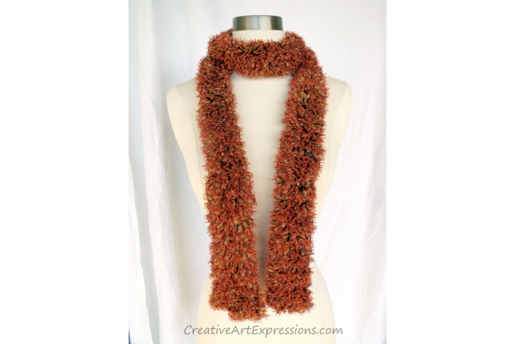 Creative Art Expressions Hand Knitted Autumn Sassy Ruffle Scarf