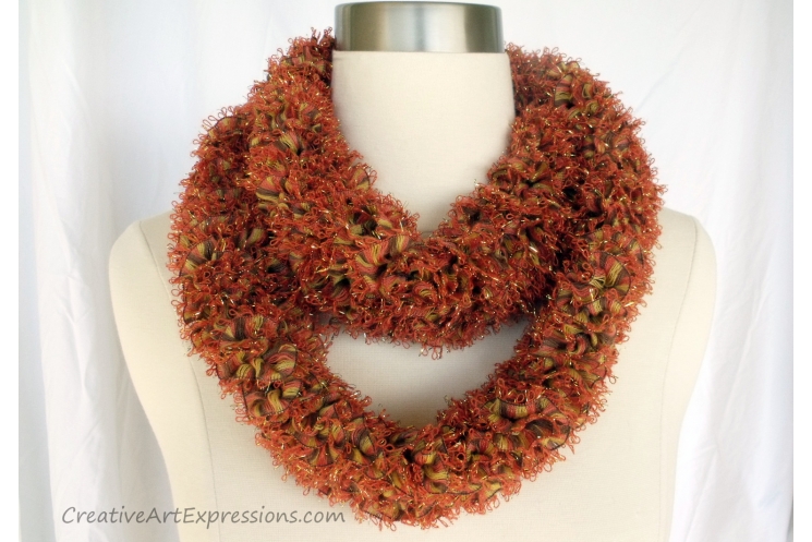Creative Art Expressions Hand Knitted Autumn Sassy Ruffle Scarf
