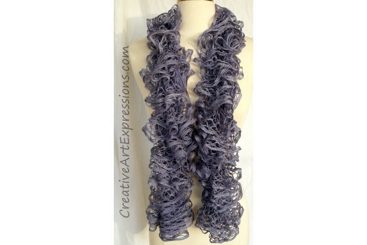 Creative Art Expressions Hand Knitted Periwinkle Ruffle Scarf