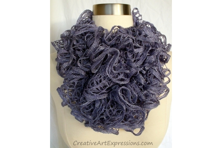 Creative Art Expressions Hand Knitted Periwinkle Ruffle Scarf
