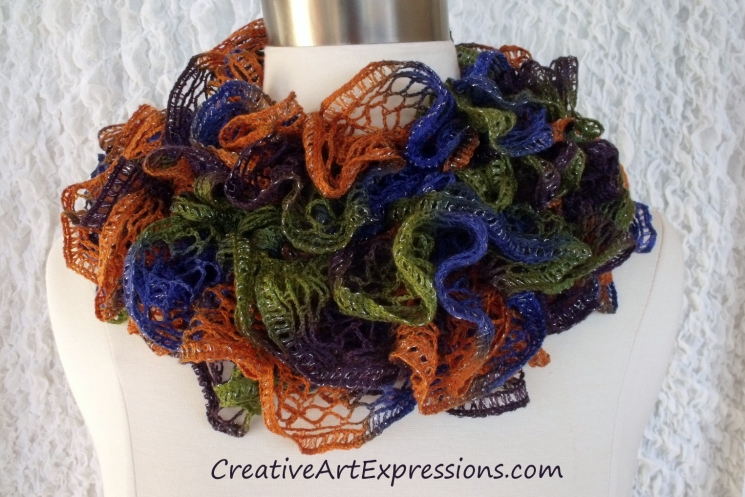 Creative Art Expressions Hand Knitted Disco Ruffle Scarf