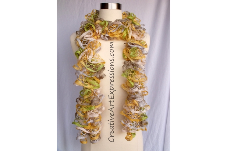 Creative Art Expressions Hand Knitted April Showers Ruffle Scarf