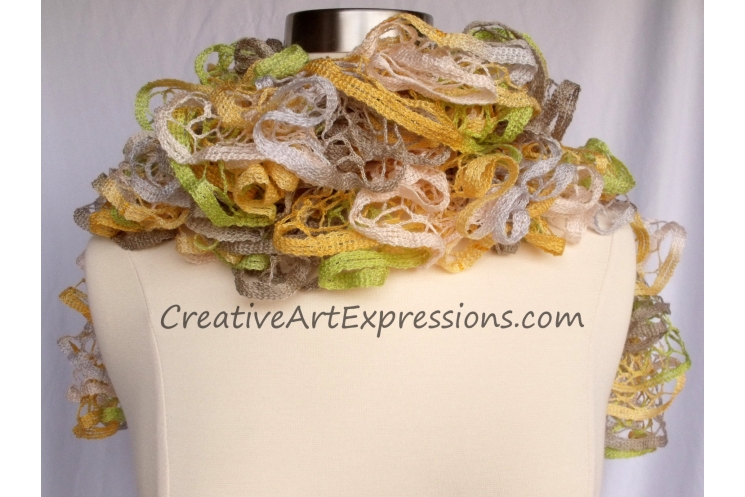 Creative Art Expressions Hand Knitted April Showers Ruffle Scarf