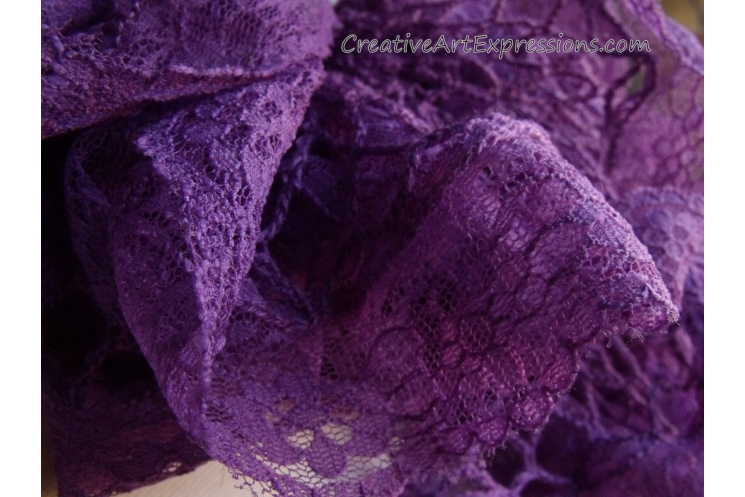 Creative Art Expressions Hand Knit Purple Lace Ruffle Scarf