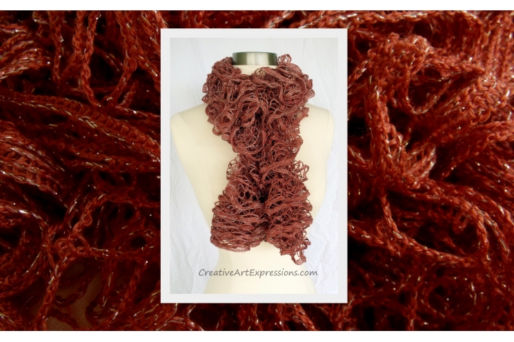 Hand Knitted Cinnamon Ruffle Scarf