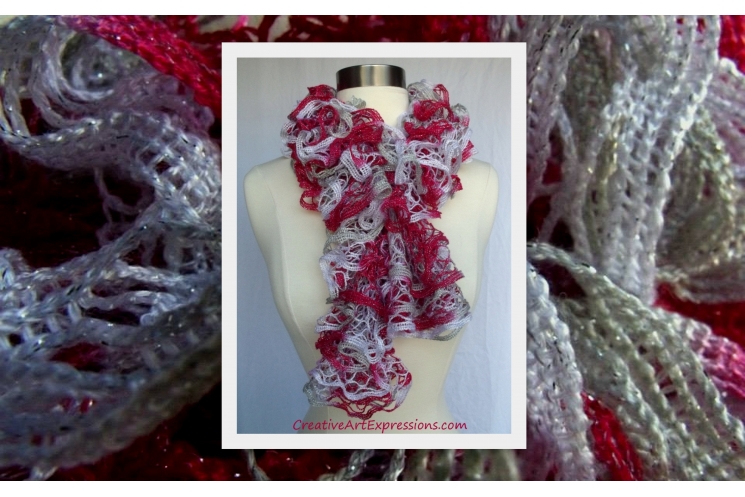 Knitted Candy Cane Ruffle Scarf