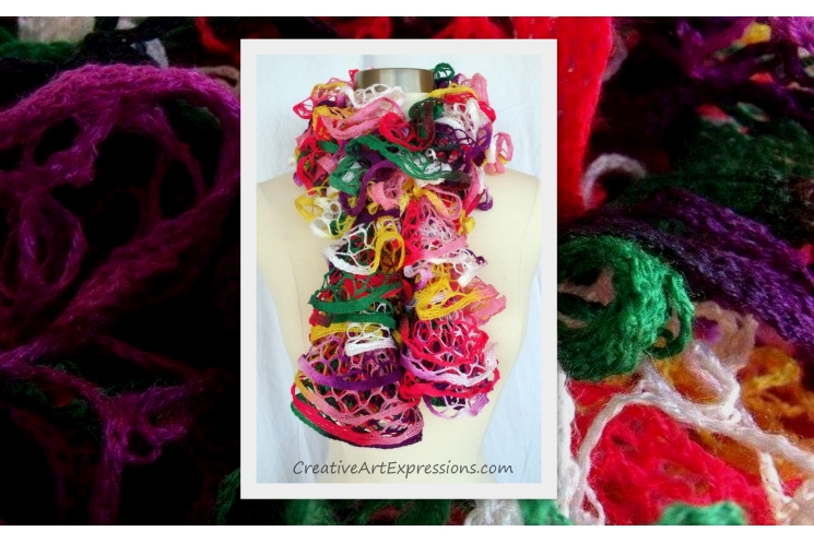 Knitted Parrot Ruffle Scarf
