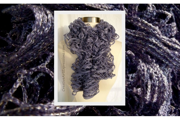 Knitted Periwinkle Ruffle Scarf