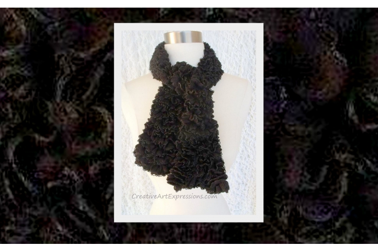 Knitted Black Ribbon Scarf