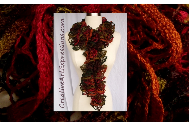 Hand Knitted Autumn Ruffle Scarf