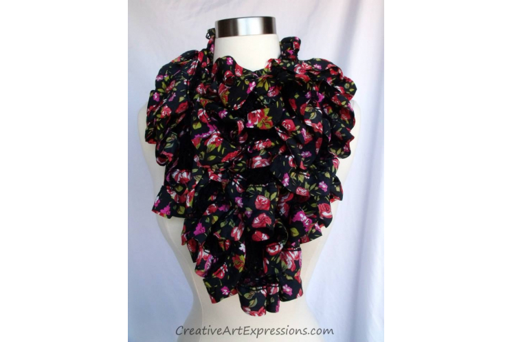 Knitted Moulin Rouge Fabric Lined Ruffle Scarf