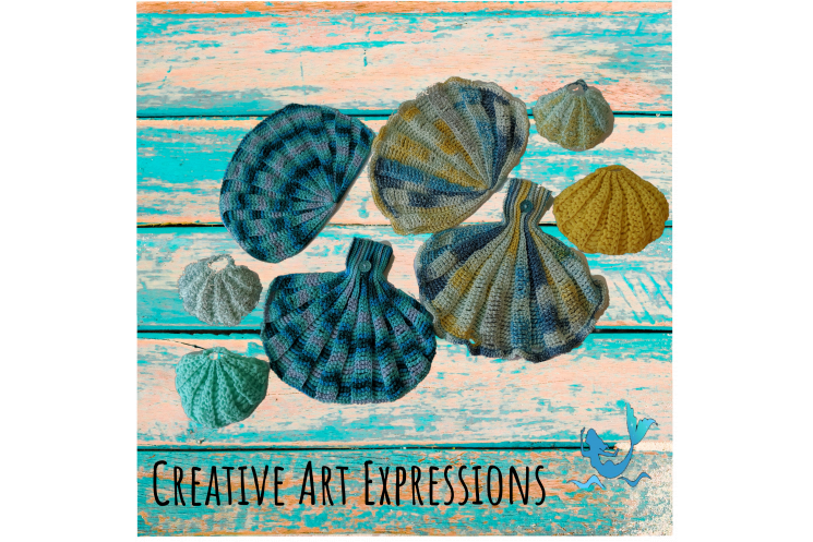 Crocheted Seashell Towel & Scrubby Set in Aqua Ombre & Paris in June