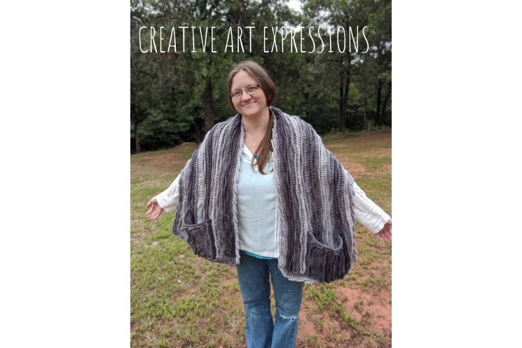 Sea Breeze Pocket Shawl in Anthracite Adult Regular