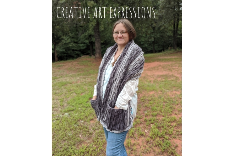 Sea Breeze Pocket Shawl in Anthracite Adult Regular
