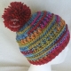 Bright Colored Hat Adult Teen Red Pom