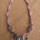 Creative Art Expressions Handmade Pink Wire Wrapped & Ribbon Necklace Jewelry
