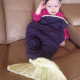 Hand Crocheted Purple & Green Baby Mermaid Blanket