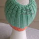 Adult Messy Bun Hat Aqua & Coral