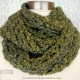 Crocheted Pesto Green Bulky Infinity Scarf