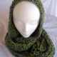 Crocheted Pesto Green Bulky Infinity Scarf