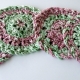 Red Pink Green Crocheted Christmas Coasters Red Pink Green Crocheted Christmas Coasters
