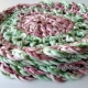 Red Pink Green Crocheted Christmas Coasters Red Pink Green Crocheted Christmas Coasters