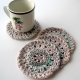 Pastel Pink Crocheted Round Cotton Coasters