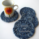 Blue Denim Crocheted Cotton Coasters