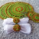 Place mat, coaster & napkin ring set in Bright Green & Orange