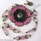 Creative Art Expressions Handmade Pink & Gold Crystal Flower Necklace Jewelry