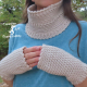 Crocheted Linen Colored Infinity Scarf & Gloves Set