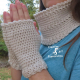 Crocheted Linen Colored Infinity Scarf & Gloves Set Crocheted Linen Colored Infinity Scarf & Gloves Set
