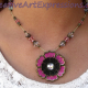 Creative Art Expressions Handmade Pink & Gold Crystal Flower Necklace Jewelry