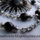 Creative Art Expressions Handmade Black & Silver Zinnia Necklace Jewelry Design