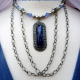 Creative Art Expressions Handmade Blue Platinum & Chain Necklace Jewelry Design