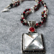 Red Black Silver Crystal Necklace Jewelry