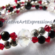 Creative Art Expressions Handmade Red Black Silver Crystal Necklace Jewelry