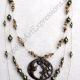 Creative Art Expressions Handmade Brown Green & Brass 3 Strand Bird Necklace Jew