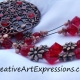 Creative Art Expressions Handmade Red & Antique Copper Necklace & Earring Set Je