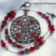 Red & Antique Copper Necklace & Earring Set Jewelry Design