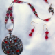 Red & Antique Copper Necklace & Earring Set Jewelry Design