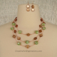 Handmade Green Brown Mother of Pearl 3 Strand Necklac