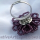 Creative Art Expressions Handmade Amethyst Seed Bead Flower Ring Jewelry Design